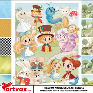 Alice in Wonderland Watercolor Clipart