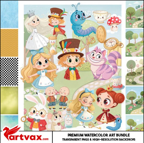Alice in Wonderland Watercolor Clipart