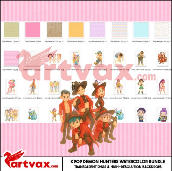 Kpop Demon Hunters Watercolor Clipart