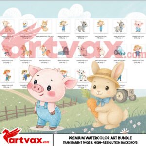 Farm Animals Watercolor Clipart