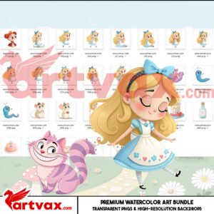 Alice in Wonderland Watercolor Clipart