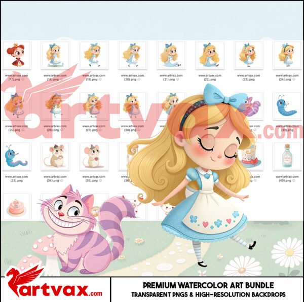 Alice in Wonderland Watercolor Clipart