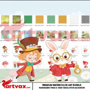 Alice in Wonderland Watercolor Clipart