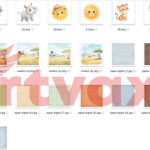 Cute Safari Animals Watercolor Clipart