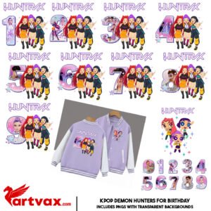 Kpop Huntrix Birthday Numbers Clipart