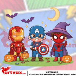 Cute Superhero Halloween PNG Bundle