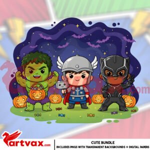 Cute Superhero Halloween PNG Bundle