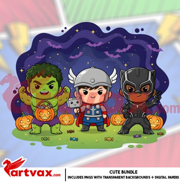 Cute Superhero Halloween PNG Bundle
