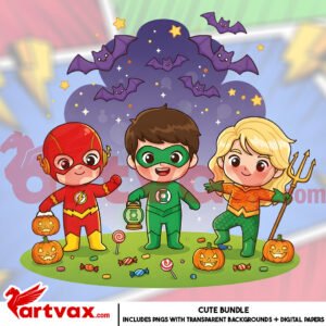 Cute Superhero Halloween PNG Bundle