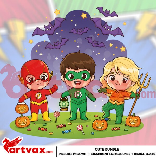 Cute Superhero Halloween PNG Bundle