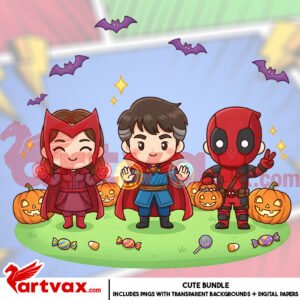 Cute Superhero Halloween PNG Bundle