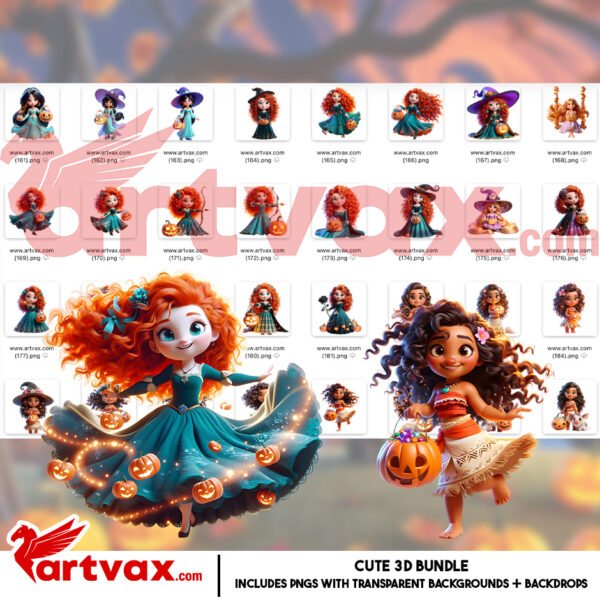 Disney Princess Halloween PNG Bundle
