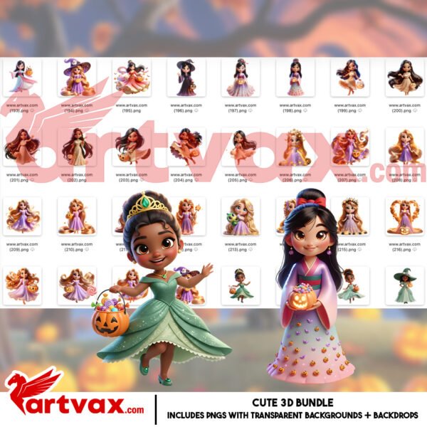 Disney Princess Halloween PNG Bundle