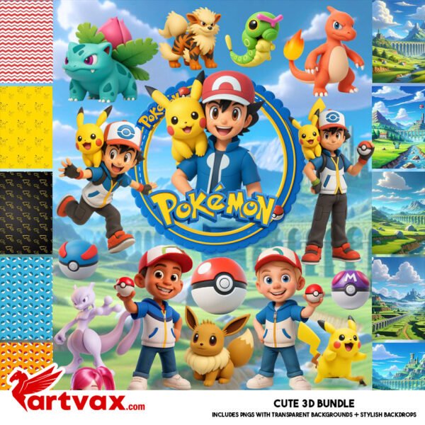 Pokemon Birthday Clipart Bundle
