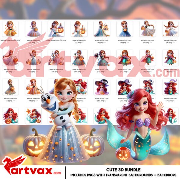 Disney Princess Halloween PNG Bundle