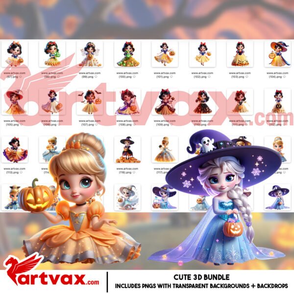 Disney Princess Halloween PNG Bundle