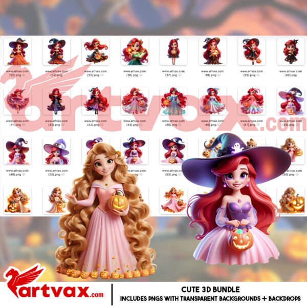 Disney Princess Halloween PNG Bundle