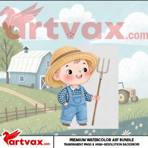 Farm Animals Watercolor Clipart