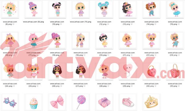 LOL Surprise Clipart Bundle | Cute Doll PNG Pack | Pastel Kawaii Girls Digital Download | Party, Scrapbook & Birthday Decor - Image 2