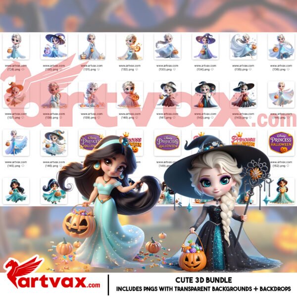 Disney Princess Halloween PNG Bundle