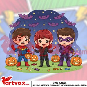 Cute Superhero Halloween PNG Bundle