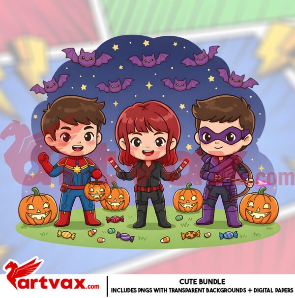 Cute Superhero Halloween PNG Bundle