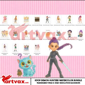 Kpop Demon Hunters Watercolor Clipart
