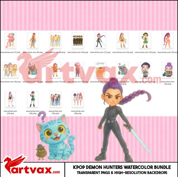 Kpop Demon Hunters Watercolor Clipart