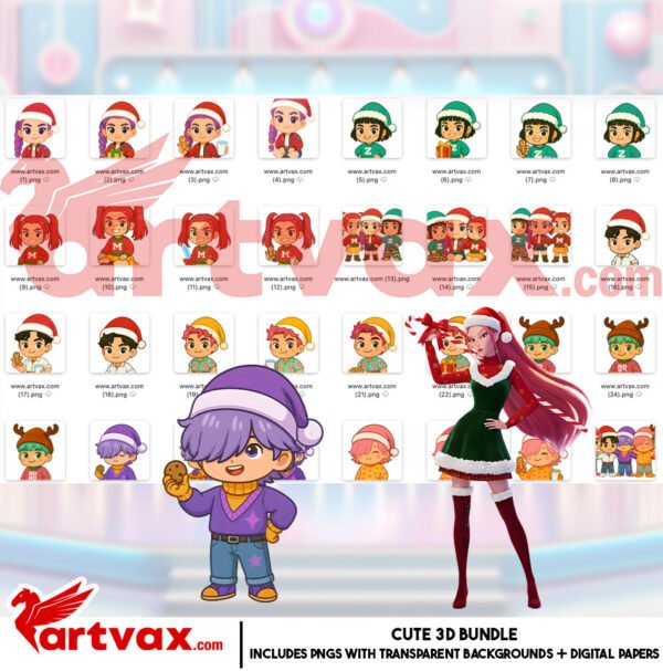 Christmas Kpop Demon Hunters PNG Bundle