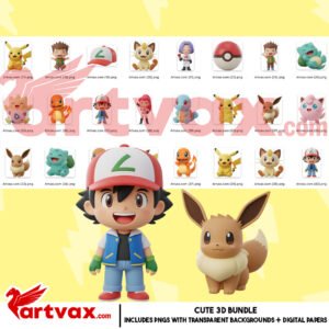 Cute Pokémon 3D Characters PNG Bundle