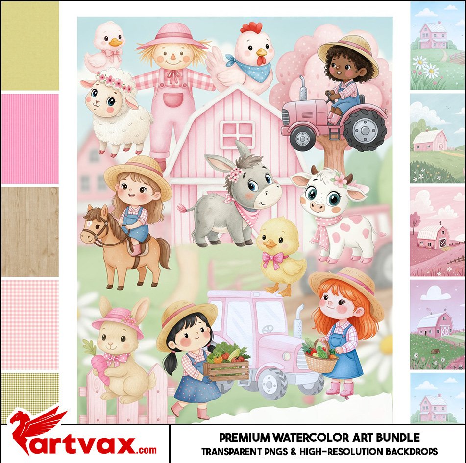 Cute Farm Clipart Bundle
