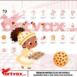 Cute Girls Baking Clipart