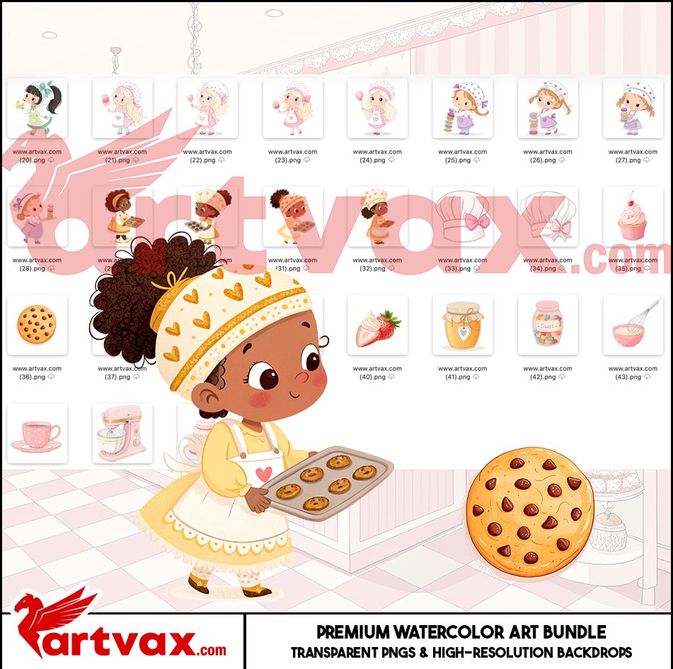 Cute Girls Baking Clipart