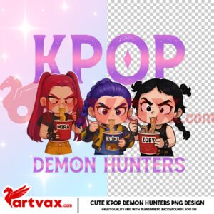 KPOP Demon Hunters Ramen PNG | Cute Chibi Kpop Girls Eating Noodles | Anime Style Sublimation PNG | Transparent Background Digital Download