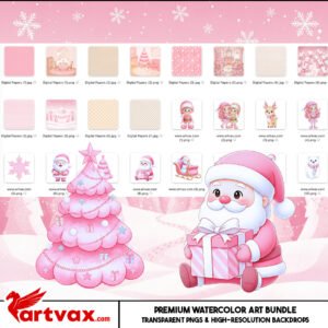 Pink Christmas Clipart Bundle