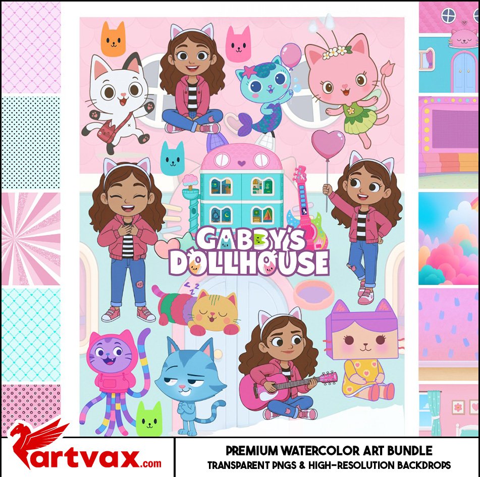 Gabby's Dollhouse Clipart Bundle