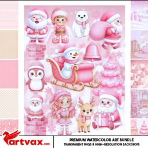 Pink Christmas Clipart Bundle