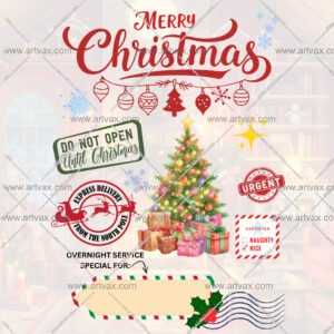 Alternative view of Santa Sack PNG | North Pole Christmas Tree Sublimation File | Express Delivery Label Digital Download Printable Gift Bag Design
