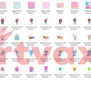 Alternative view of Gabby's Dollhouse Clipart Bundle | Watercolor Gabby and Cats PNGs | Digital Download | Birthday Party Decor & Nursery Art