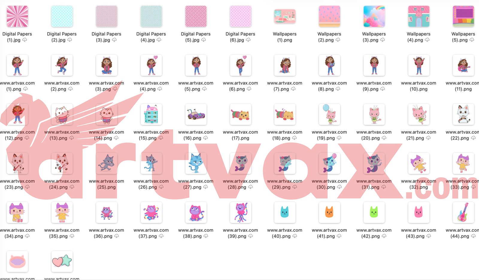 Gabby's Dollhouse Clipart Bundle | Watercolor Gabby and Cats PNGs | Digital Download | Birthday Party Decor & Nursery Art - Image 2