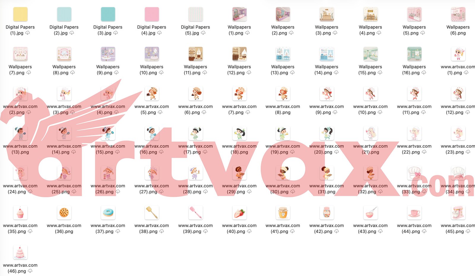 Cute Girls Baking Clipart | Watercolor Pastry Chef PNGs | Cake Birthday Digital Download | Party Decor & Planner Supplies - Image 5