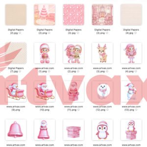 Pink Christmas Clipart Bundle