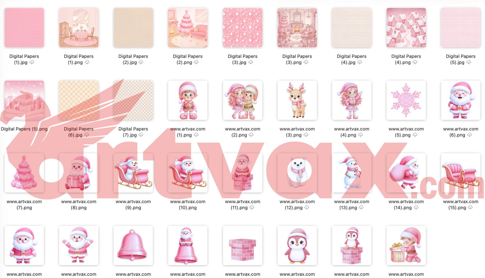 Pink Christmas Clipart Bundle