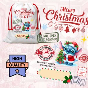 Stitch Santa Sack PNG | Christmas Express Delivery Sublimation File | Lilo & Stitch Holiday Gift Tag Digital Download