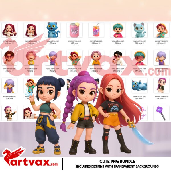 K-Pop Demon Hunters PNG Bundle