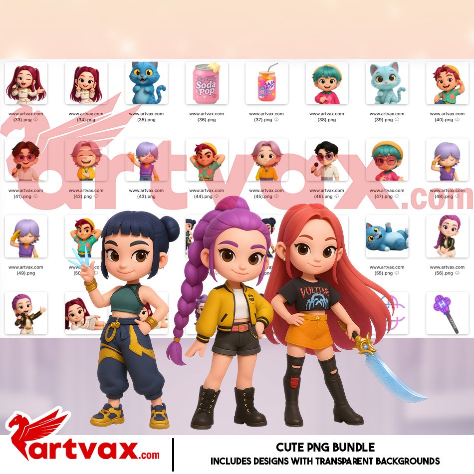 K-Pop Demon Hunters PNG Bundle