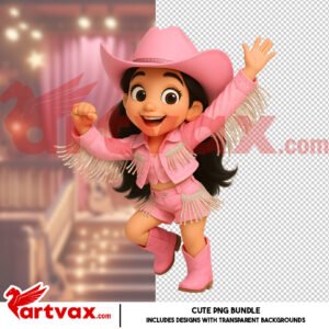 Pink Cowgirl Singer Clipart Bundle