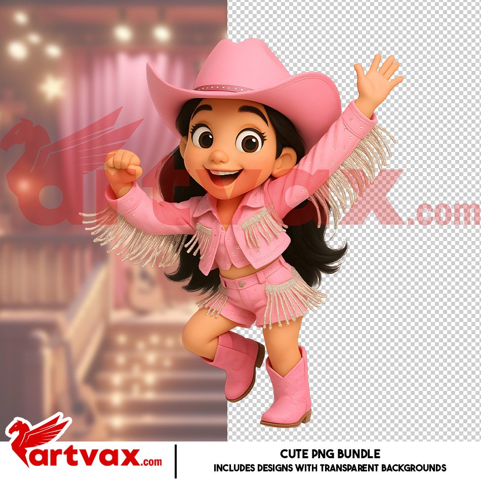 Pink Cowgirl Singer Clipart Bundle