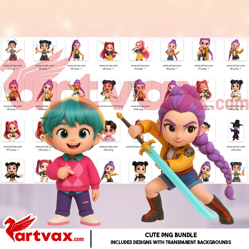 K-Pop Demon Hunters PNG Bundle