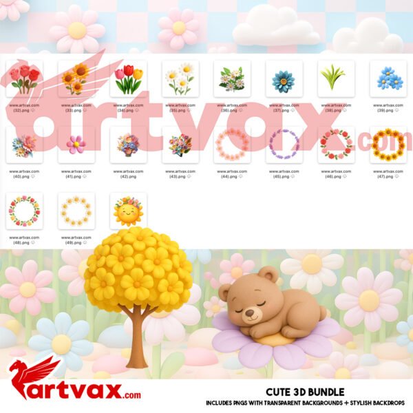 3D Spring Clipart Bundle